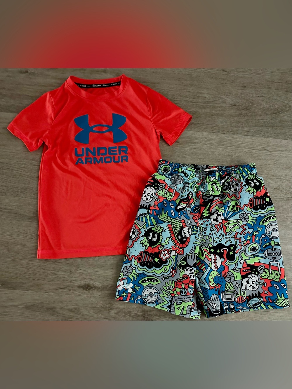 UNDER ARMOUR Boys’ Rash Guard and Swimsuit Set, Size 7
